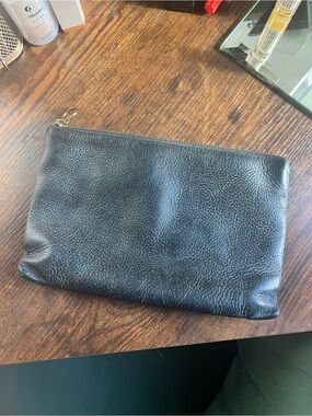 Madewell Black Leather Zip Pouch Clutch